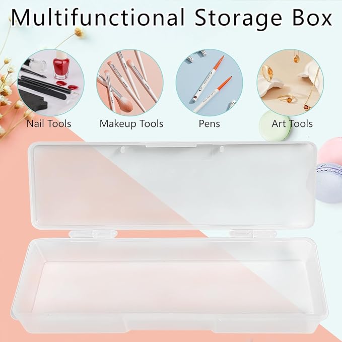 Plastic Storage Personal Box for Nail, 4PCS Nail Implement Manicure Tool Organizer Case Box for Nail Art Pedicure Supply (Clear)