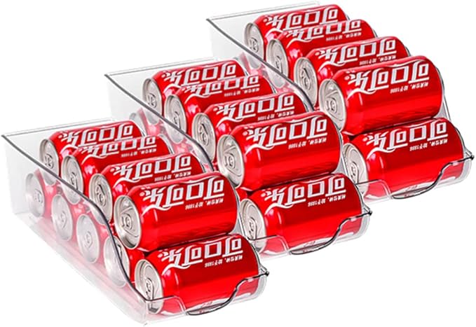 Xicennego Pop-Up Soda Can Dispenser Storage Organizer Bin (3pack) PET Can Holder Storage Beverage Canned Food Organizer For Kitchens Refrigerators Counters Freezers Shops Camping RVs