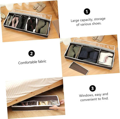 1Pc Foldable Non-woven Shoe Storage Box with Visible Window Dust Moisture-resistant Organizer for Home Adjustable Inner Septum Large Capacity Compact Design for Various Shoes