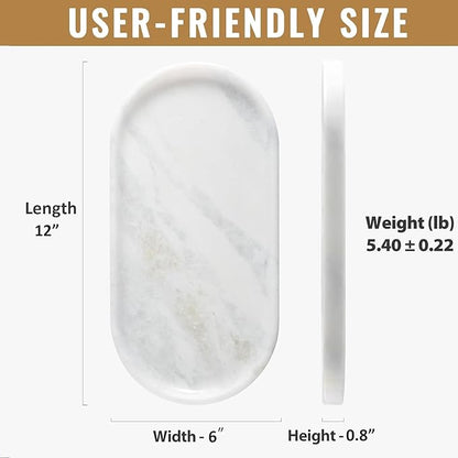 Koville African Natural Marble Decorative Tray, 12"x6" - Countertop Organizer, Catchall Tray for Perfume, Candles, Jewelry