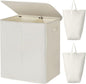 WOWLIVE 140L Double Laundry Hamper with Lid and Removable Laundry Bags, Large Dirty Clothes Hamper 2 section Collapsible Laundry Basket Dorm Room Storage for Bedroom, Bathroom, College,Beige