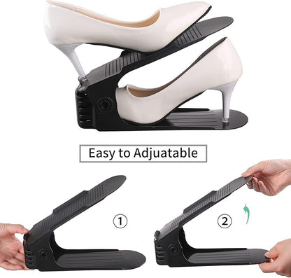 Antigo Shoe Slot Organizer 20Pack - Adjustable Shoe Stacker for Closet Storage, Space Savers 50%, Double Layer Stackable Shoe Holder Rack for Sneakers Heels and Flat(Black)
