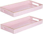 MAONAME Pink Vanity Tray Set of 2, Plastic Decorative Tray with Handles, Long Narrow Trays, Small Bathroom Trays for Toilet Tank, 13.8" X 6" X 1.57"