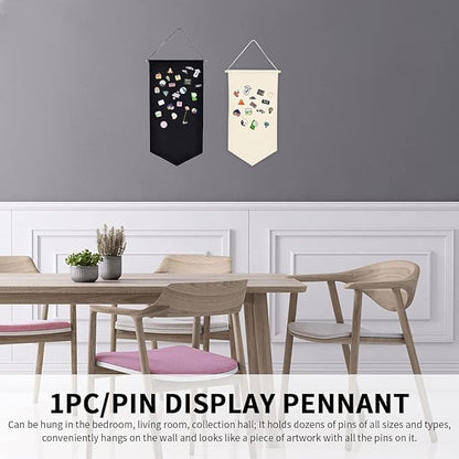 Tookie Hanging Brooch Pin Organizer, Canvas Jewelry Display Pennant, Badge Collection Board Banner Home Party Festival Decorative Storage Holder for Earrings/Necklace/Rings(Black,Size:M)