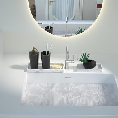 2 Packs Silicone Bathroom Vanity Tray Large 11.8" ＆ Small 7.8" Set - Rectangle Shatterproof Flexible Bathroom Tray for Soap Dispenser, Tissues, Candles, Towel, Plant, Perfume Key