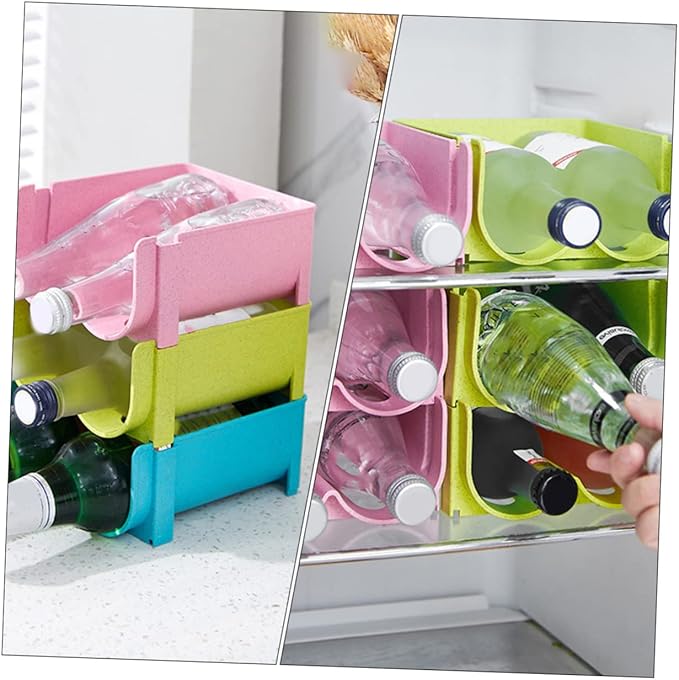 Luxshiny 3pcs Refrigerator Storage Pot Drink Container Wine Containers Stackable Crisper Beer Can Organizer