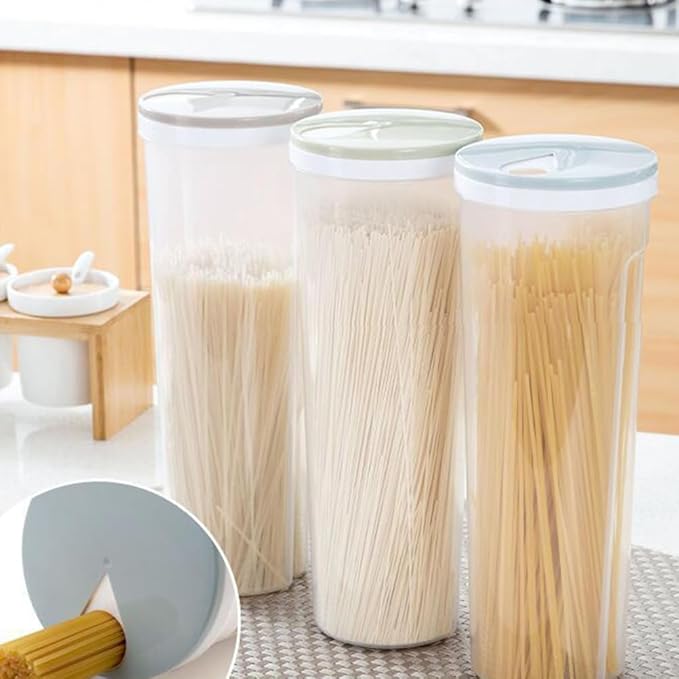 Zerodeko Clear Snack Storage Tank 11.25 Inch Airtight Food Container for Pasta Cereal Noodles Kitchen Organization