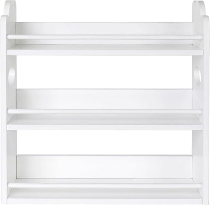 3 Tier Bamboo Spice Rack, Spice Rack Organizer, Seasoning Jars Rack Shelf Spice Organizer for Kitchen Counter or Wall Mounting, Spice Storage Holder with handles, Jars Not Included, White