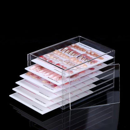 6 Layers Acrylic Nail Extensions Storage Organizer,Cosmetic Makeup Container Box,Clear Case Cabinet Display for Lash Supplies Artists,Home & Nail Salon (6 Layers for nail)