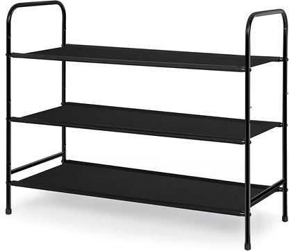 MAX Houser 3 Tier Free Standing Shoe Rack, Metal Shoe Storage Shelf for 9-12 Pairs, Easy to Assemble, Entryway, Bedroom, Black