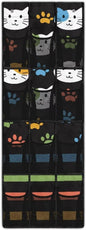 Cats Over the Door Organizer with 12 Mesh Pockets - Breathable Design for Bath Towels, Toiletries, Makeup (Waterproof Lining)