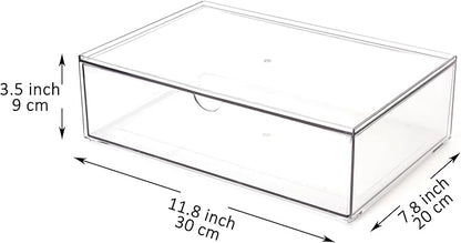 Youngever 2 Pack Large Stackable Organizer Drawers, Stackable Makeup Organizer, Stackable Makeup Storage, Clear Cosmetic Organizers, Makeup Organizer Drawers (12" x 7.5" x 3.5")