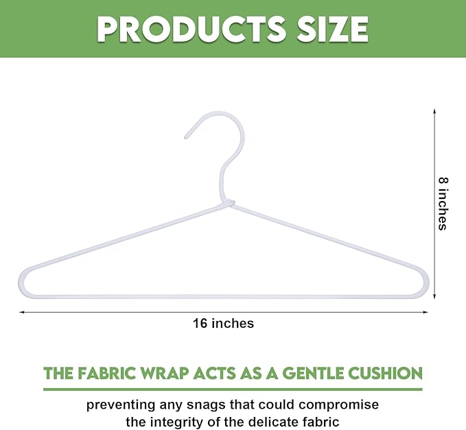 GlikCeil 15 Pcs Fabric Wrapped Metal Hangers Covered Wire Hanger Metal Coat Hangers Non Slip for Clothes Closet Clothing Suit Shirt Pant (White,Basic Style)