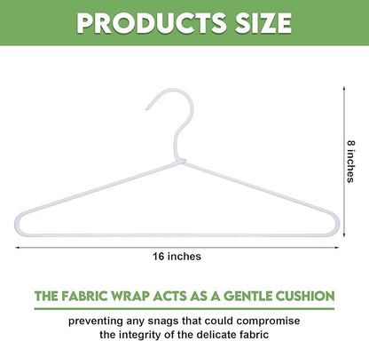 GlikCeil 15 Pcs Fabric Wrapped Metal Hangers Covered Wire Hanger Metal Coat Hangers Non Slip for Clothes Closet Clothing Suit Shirt Pant (White,Basic Style)