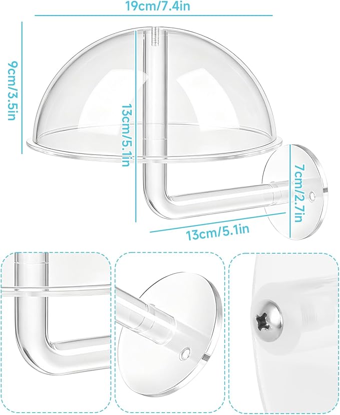 BestYiJo Acrylic Hat Stand Wall Mount, Clear Hat Display Holder Rack for Baseball Caps Wigs, Space Saving Hat Organizer for Bedroom Store Closet