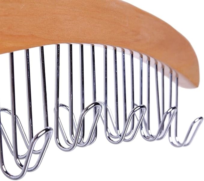 Belt Hanger Organizer for Closet: Ohuhu 2 Pack 12 Hooks Max 36 Belts Tie Rack Wooden Belt Holder for Storage 360 Degree Rotating Space Saver Organizer for Men Women Belt Tie Scarf-Burlywood