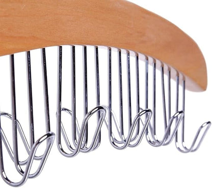 Belt Hanger Organizer for Closet: Ohuhu 2 Pack 12 Hooks Max 36 Belts Tie Rack Wooden Belt Holder for Storage 360 Degree Rotating Space Saver Organizer for Men Women Belt Tie Scarf-Burlywood