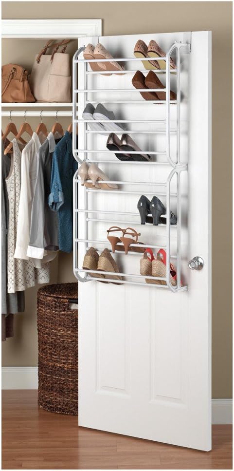 Whitmor 24 Pair Over The Door Shoe Rack-White