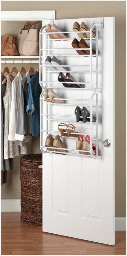 Whitmor 24 Pair Over The Door Shoe Rack-White