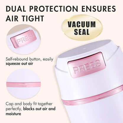 Eyelash Glue Storage Container Tank - Adhesive Jar Stand Makeup Case Cosmetic Storage Tank - White with Pink
