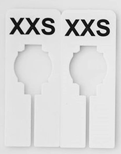 NAHANCO QSDWBKIT4, White Rectangular Clothing Size Dividers with Black Print for XXS-XXL, 1Blank, Kit of 40 (7 Sizes and 1 Blank, 5 of Each)