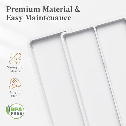 Lifewit Utensil Organizer for Kitchen Drawers, Expandable Cooking Utensil Tray, Adjustable Cutlery Silverware Flatware Holder, Plastic Spatula Tools Storage Divider, 11-18 x 14", White