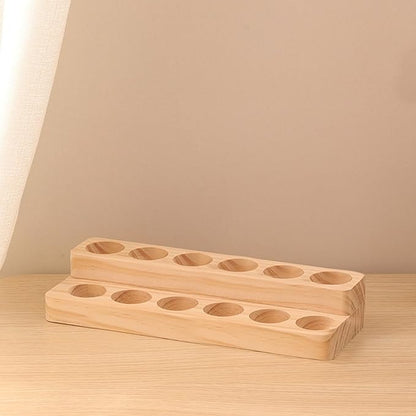 Essential Oil Display Stand Solid Wood Essential Oil Holder with 2 Tier Display Organizer Essential Oils Box Organizer Storage Rack for Organizing Displaying Holds 12 Bottles Shelves for Oil