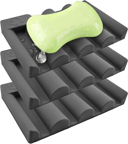 Silicone Soap Dish,Self Draining Soap Holder Perfect for Shower,Bathroom Sink,Kitchen Sink & Travel,Non-Slip Bar Soap Holder Extend Soap Life,Keep Soap Bars Dry & Easy Cleaning Grey-3Pcs