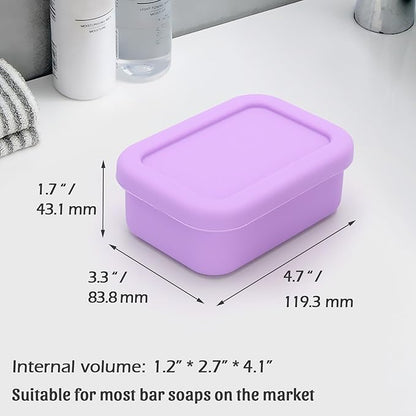 AIDIMMING Silicone Bar Soap Travel Case,Completely Leak Proof Bar Soap Holder,Compact Soap Bar Container,Portable Soap Box for Traveling,Camping,Gym,Outdoor (Light Purple)