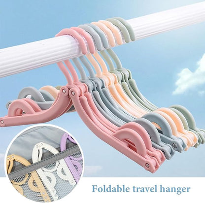 10PCS Multifunctional Plastic Folding Hanger, Retractable Portable Travel Hangers, Foldable Coat Hanger Folding Hangers for Traveling, Space Saving Clothes Hangers Portable Travel Hangers (Blue)