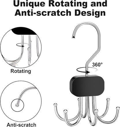 Belt Hanger for Closet, 3PCS Belt Organizer for Closet 360°Rotating Max 72 Belt, Tie Rack Hanger for Closet Tie Organizer for Closet Belt Holder for Closet for Belt,Tie,Tank Top,Bra,Scarf,Hat
