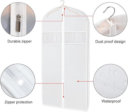 Zilink Clear Suit Coat Bags for Storage 50-inch Dress Bags for Hanging Clothes with 3" Gusset Suit Cover Bag for Coat, Dress Closet Storage
