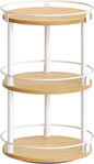 YATINEY 3-Tier Lazy Susan Organizer, Rotating Spice Rack, Spinning Organizer, Industrial Turntable Spice Rack Organizer for Cabinet, Kitchen Countertop, Pantry, White and Natural SR23WN