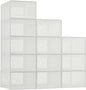 Garvee 12 PCS Transparent Plastic Foldable Shoe Boxes, Stackable Shoe Storage Organizers with Lids for Closet