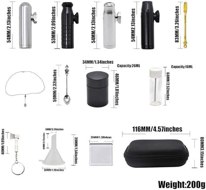 Kitchen Spice Dispenser Set with Pouch – 12Pcs Stainless Steel Spice Jars Airtight, Mini Funnel & Spoon for Camping BBQ Cooking, Space-Saving Seasoning Organizer for Home & Travel (Black)