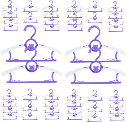 Baby Hangers for Nursery Closet 40 Pack Plastic Kids Clothes Hanger Space Saving Non Slip Extendable Toddler 11-14” Adjustable Hangers Heavy Duty Clothing Infant Hanger Bulk, Purple