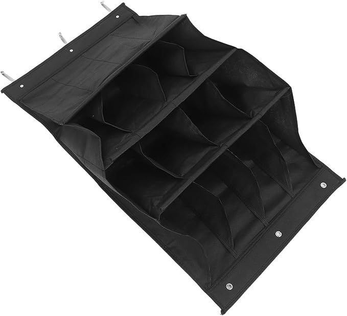 FOMIYES The Door Shoe Organizer with 12 Large Pockets, Wall Mounted Hanging Shoe Rack, Foldable Black Storage Bag for Closet Doors and Narrow Hallways