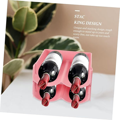 MERRYHAPY 4pcs Stackable Can Holder Drink Organizer for Refrigerator Stylish Storage Rack for Cans and Bottles Space-Saving Design Pink for Home and Pantry Use