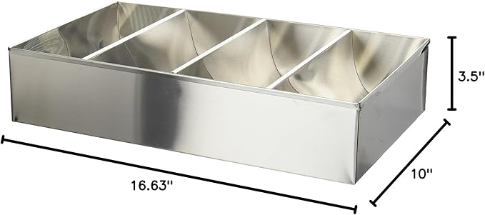 Winco 4-Compartment Stainless Steel Cutlery Bin Medium