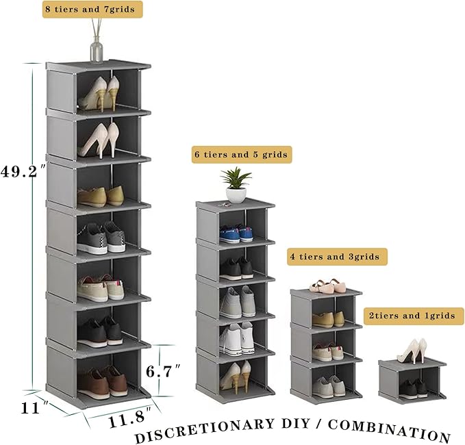 AFOORD Narrow Shoe Rack 18 Tiers, Tall Skinny Shoe Organizer, Small Space and Vertical Shoe Rack, Suitable for Entryway,Hallway,Closet, Corner, Bedroom and Garage Shoe Shelf