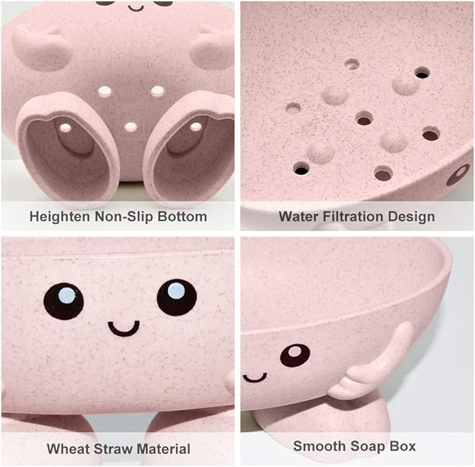 Soap Holder, Cute Soap Dish, Creative Lovely Bar Soap Tray Counter for Shower Bathroom Kitchen Countertop - Pink