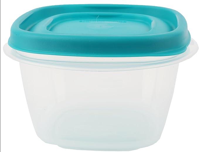 Bundle Rubber Maid Food Storage Containers 2 Cup Food Storage Containers 7 Piece Set, Teal Easy Find Lids, 3 Containers, 3 Lids Chalk Pen And 4 Chalk Labels