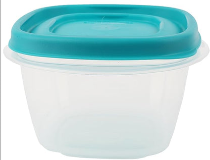 Bundle Rubber Maid Food Storage Containers 2 Cup Food Storage Containers 7 Piece Set, Teal Easy Find Lids, 3 Containers, 3 Lids Chalk Pen And 4 Chalk Labels