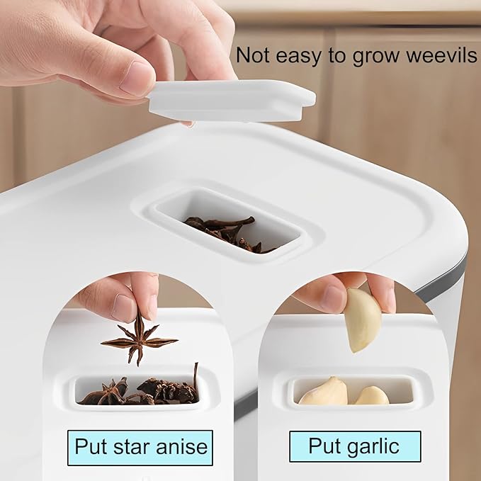 Sooyee 23 Lbs Rice Dispenser with Measuring Cup and One Drawer Food Storage Containers for Rice, Corn,Soybean & Oatmeal,Airtight, Moisture Proof