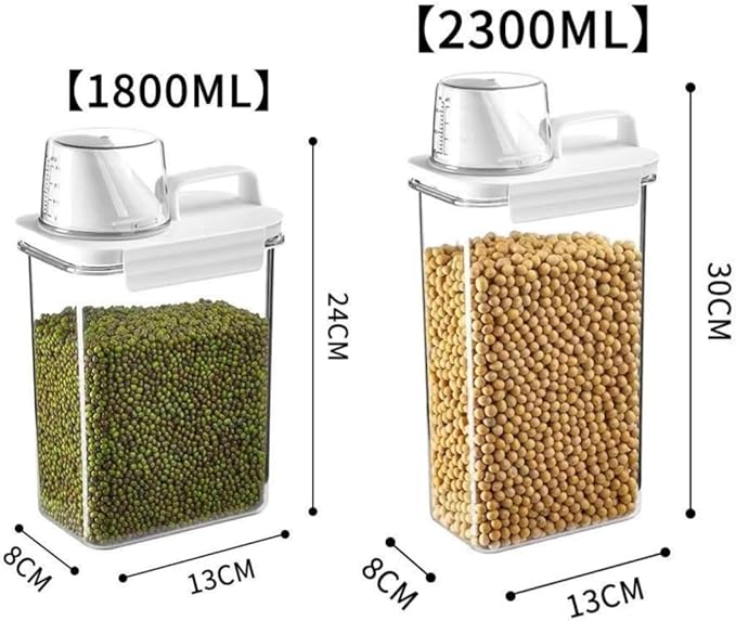 Rice Airtight Dry Food Storage Containers with Pourable Spout,Kitchen Food Cereal Storage Containers with Graduated Cap (1800ML)