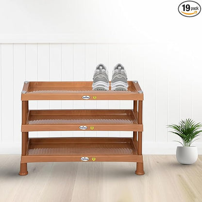 Prima Plastic Shoe Rack-3 | Storage Organizer | Shelves for Home | Living Room | Bedroom (3 Shelves)