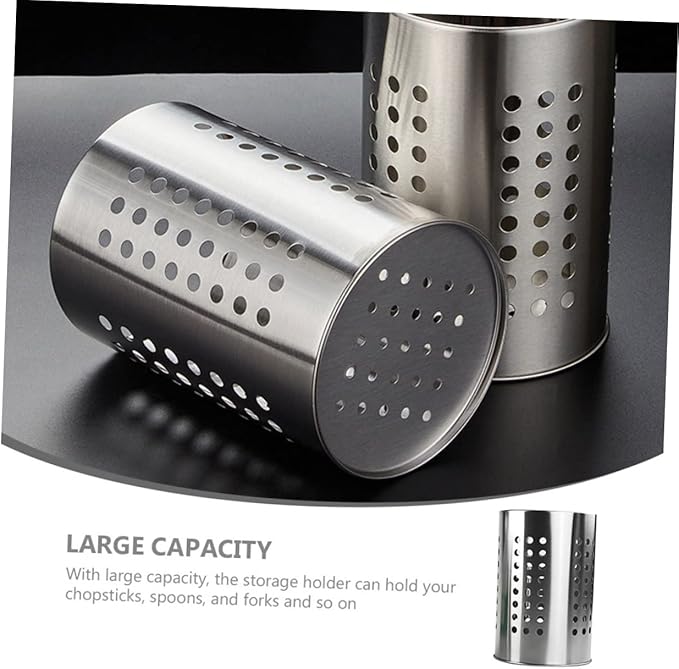 stainless steel cutlery bucket tableware rack cooking utensil organizer flatware cylinder stainless steel utensil drainer chopstick stand case flatware strainer desktop spoon fork