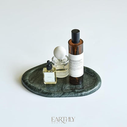 Natural Marble Trinket Tray – 9"x6" Cloud Shaped Decorative Dish for Jewelry, Keys, Perfume, Cosmetics, Vanity, Bathroom, Candle, Kitchen & Countertop | Stone Catchall or Gift (Indian Green)
