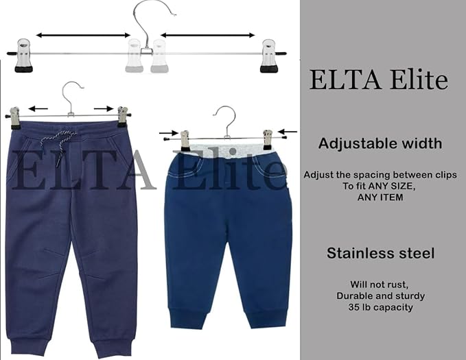 10 Pack Pant/Skirt Hangers Set with Clips