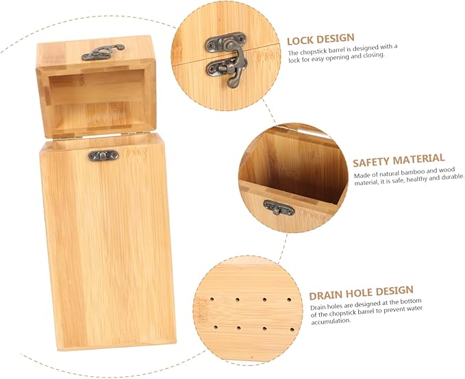 STOBAZA Bamboo Utensil Organizer for Kitchen Drawers Outdoor Camping Cutlery Storage Box Drain Holder Multi-Function Silverware Storage Case for Home and Travel